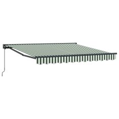 Vidaxl Ročna tenda 3 x 2,5 m Zelene in bele črte 100% poliester