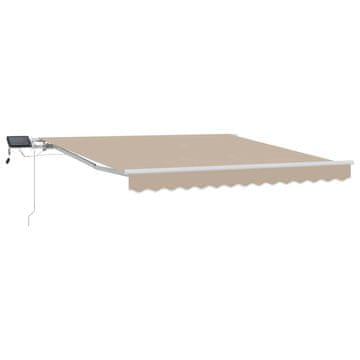 Vidaxl Retraktilna tenda z LED lučmi Bež 350 x 250 cm Tkanina in jeklo