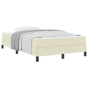 Vidaxl Konstrukcija postelje z vzmetnico krema 120 x 200 cm blago