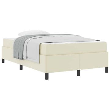 Vidaxl Konstrukcija postelje z vzmetnico krema 120 x 200 cm blago