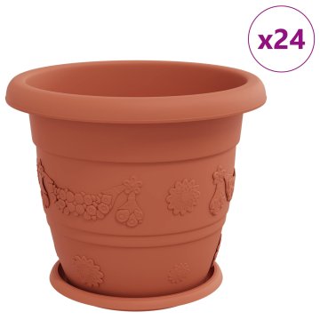 Vidaxl Lončki za rastline 24 pcs Kamnito rdeča Ø 34 x 28 cm Plastika