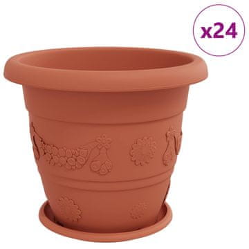 Vidaxl Lončki za rastline 24 pcs Kamnito rdeča Ø 39 x 32 cm Plastika