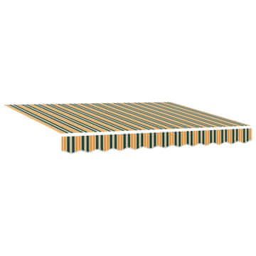 Vidaxl Vlečna tenda Zelena in rumena 300 x 250 cm Tkanina in aluminij