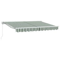 Vidaxl Ročna tenda 3 x 2,5 m Zelene in bele črte 100% poliester
