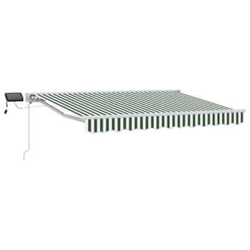 Vidaxl Ročno senčilo s LED-ji Zelena in Bela 3,5 x 2,5 m