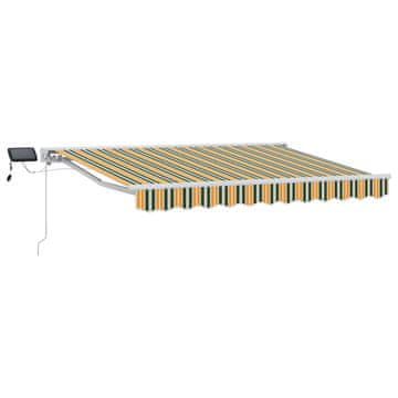 Vidaxl Ročno senčilo s LED-ji Zelena, Rumena, Bela 3 x 2,5 m