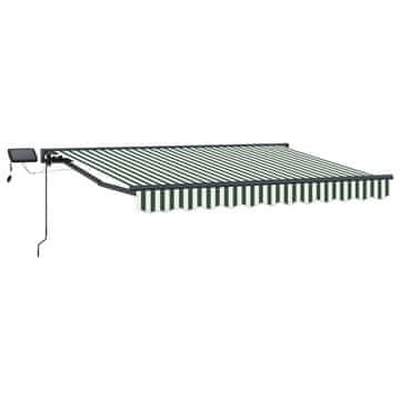 Vidaxl Ročno senčilo s LED-ji Zelena, Bela, Antracit 3,5 x 2,5 m