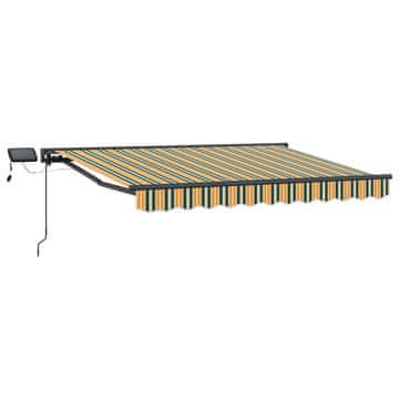Vidaxl Ročno senčilo s LED-ji Zelena, Rumena, Antracit 3 x 2,5 m