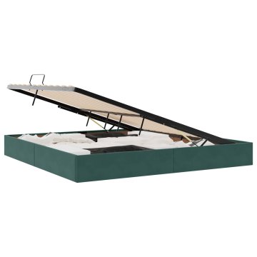 Vidaxl Ottomanska postelja Temno zelena 200 x 200 cm Žamet