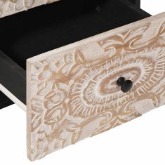 Vidaxl Strani šal s predalom Bela 40 x 33,5 x 75 cm Masiven les manga