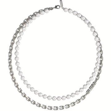 Guess Dvojna moška biserna ogrlica Edgy Styles JUMN04062JWSTWIT-U