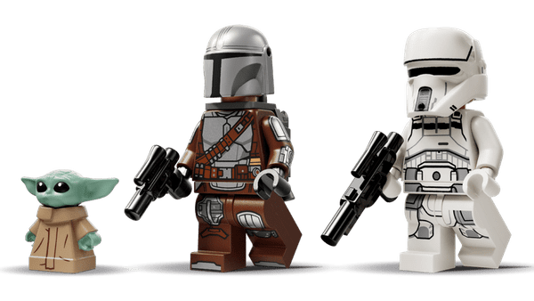 Minifigure Mandalorec, Grogu in voznik AT-RT