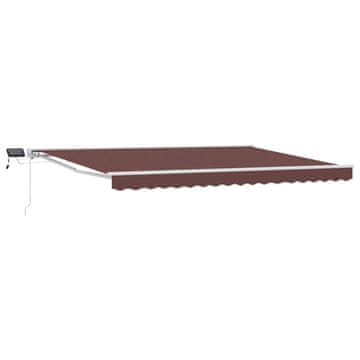 Vidaxl Ročno senčilo s LED-ji Rjava in bela 4 × 3,5 m