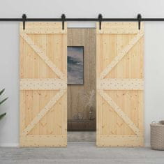 Vidaxl Vrata NARVIK 90 x 210 cm Masiven borov les (neobdelan) Naravna