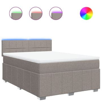 Vidaxl Box spring postelja z vzmetnico taupe 160x200 cm blago