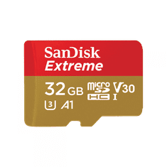 SanDisk Extreme microSDHC 32GB + SD Adapter for Action Sports Cameras - 100MB/s A1 C10 V30 UHS-I U3