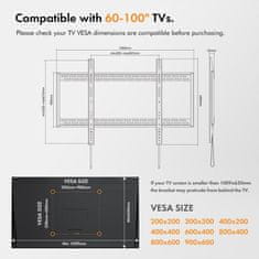 VonHaus 60-100'' fiksen TV stenski nosilec do 100kg