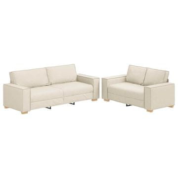 Vidaxl Kavč 2 pcs Bež 220 x 80 x 84 cm Mešanica lanenega blaga