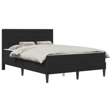Vidaxl Posteljni okvir z vzmetnico z vzglavjem Črna 120 x 200 cm Žamet