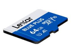 Lexar Spominska kartica BLUE PLUS, Micro SDXC, 64GB, 100MB/s, U1, V10, A1, UHS-I, z adapterjem