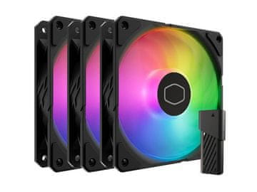 Cooler Master Ventilator za ohišje Cooler Master SickleFlow Edge 120 ARGB PWM 120mm, komplet 3 kom, črn