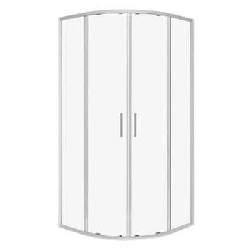 KERRA Polkrožna tuš kabina SOLID RS 80, krom profili, prozorno steklo 6mm