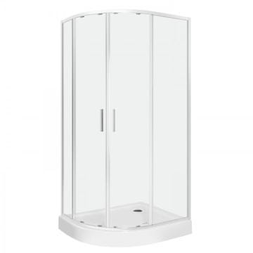 KERRA Polkrožna tuš kabina SOLID RA 80X100 desna, krom profili, prozorno steklo 6mm + tuš kad
