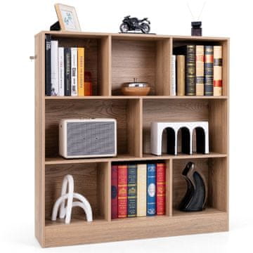 Northix Lesena knjižna omara 8 predelkov 3 nivoji 104 cm natur