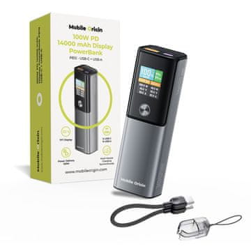 Mobile-origin 100W PD 14000mAh Display PowerBank PB12 - USB-C + USB-A