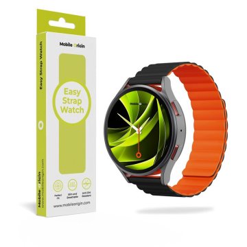 Mobile-origin Easy Strap Magnetic Watch 20mm Black/Orange