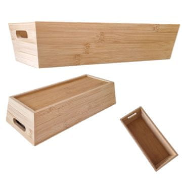 shumee PRAVOKOTNA ŠKATLA ZA ORGANIZATOR IZ BAMBUSOVEGA PLADNJA, LESENA ŠKATLA ZA ORGANIZATOR 33x14x7,5 cm