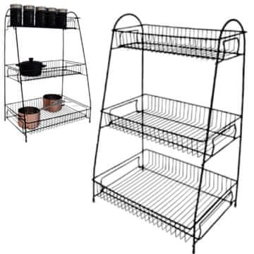 shumee STOJALO, POLICA, ORGANIZATOR ZA ZAČIMBE, KOVINSKA ŠKATLA ZA ZAČIMBE, ČRNI ORGANIZATOR