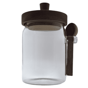 shumee 550 ml STEKLENI KOZAREC Z BAMBUSOVIM POKROVOM IN ŽLICO