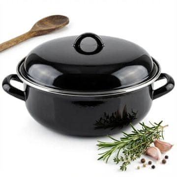 shumee Emajliran lonec 4,5 L jeklo črne barve 28 cm za plinske in električne štedilnike