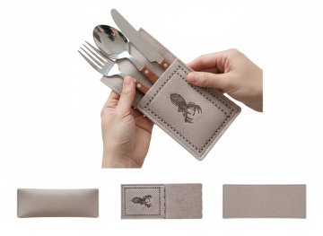 shumee Etui za jedilni pribor, okrasni filc, komplet 2 žepov, bež, 23x10 cm