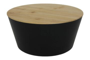 shumee ČRNA SKLEDA Z BAMBUSOVIM POKROVOM, DESKA ZA REZANJE, 4L SKLEDA ZA SOLATO