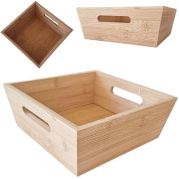 shumee BAMBUSOV PLADENJ KVADRATNA ŠKATLA LESENA ORGANIZATORSKA ŠKATLA 20x20x7,5 cm