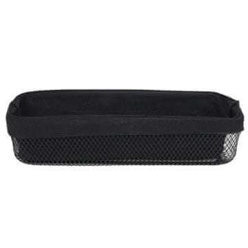 shumee ČRNI KOVINSKI KOŠAR ZA KRUH + VLOŽEK IZ TKANINE 40x13x9,5 cm