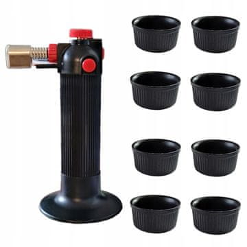 shumee ČRNE KERAMIČNE POSODE ZA CRÈME BRÛLÉE, 8 KOSOV + KOMPLET TERMO PIŠTOLE