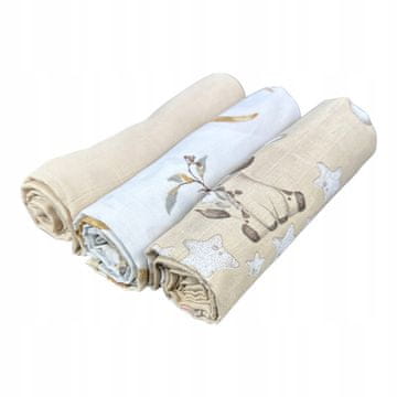 shumee Velike plenice iz muslina Plumeri 3x 70×70 cm - večja velikost, udobje