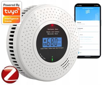 shumee Detektor dima in ogljikovega monoksida 2 v 1 s certifikatom TUYA ZIGBEE