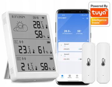 shumee Vremenska postaja Tuya WiFi LCD + 2 zunanja senzorja temperature in vlažnosti