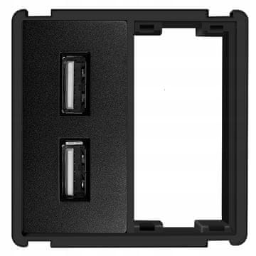 shumee Vtični modul črne barve USB 2x 2.4A RTX SH sistem
