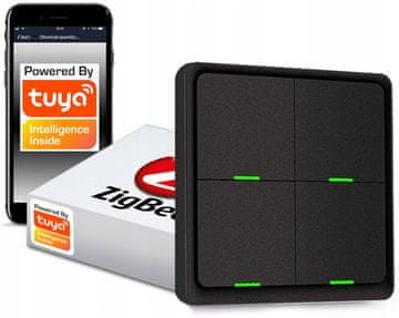 shumee Daljinsko stikalo 12 scen 4P ZigBee Tuya črne barve