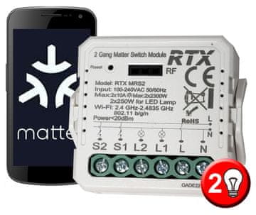 shumee MATTER WiFi HomeKit 2-kanalni relejni krmilnik Google Home Assistant Alexa