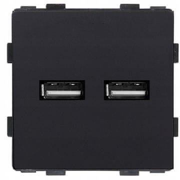 shumee Vtični modul črne barve USB 2x 3A RTX SH sistem