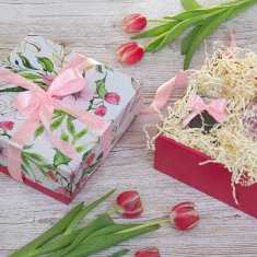 shumee Darilna škatla za pakiranje 20x20x8,5 s pokrovom in dnom, potiskom rož