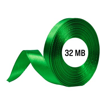 shumee Saten trak zelene barve, rola 38 mm, 32 m, saten trak za dekoracijo