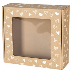shumee Darilna škatla z okencem 200x200x50 iz kartona s potiskom srca