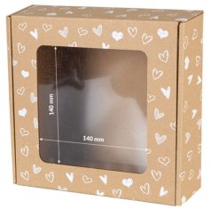 shumee Darilna škatla z okencem 200x200x50 iz kartona s potiskom srca